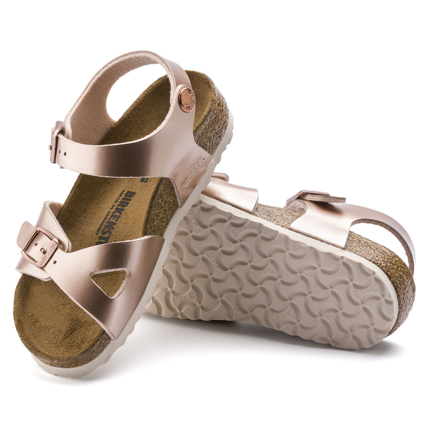 Birkenstock Metallic-effect Leather Sandals In Brown