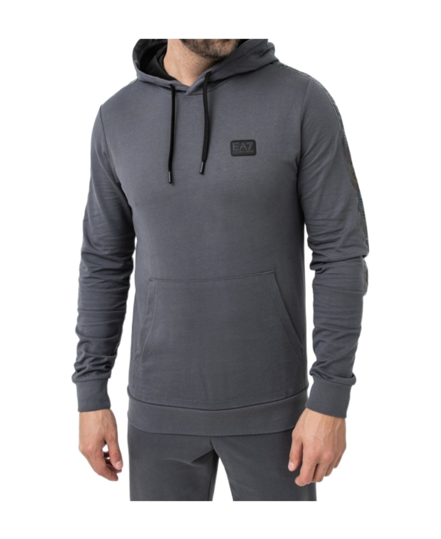 Ea7 Logo Hooded Sweater In Black