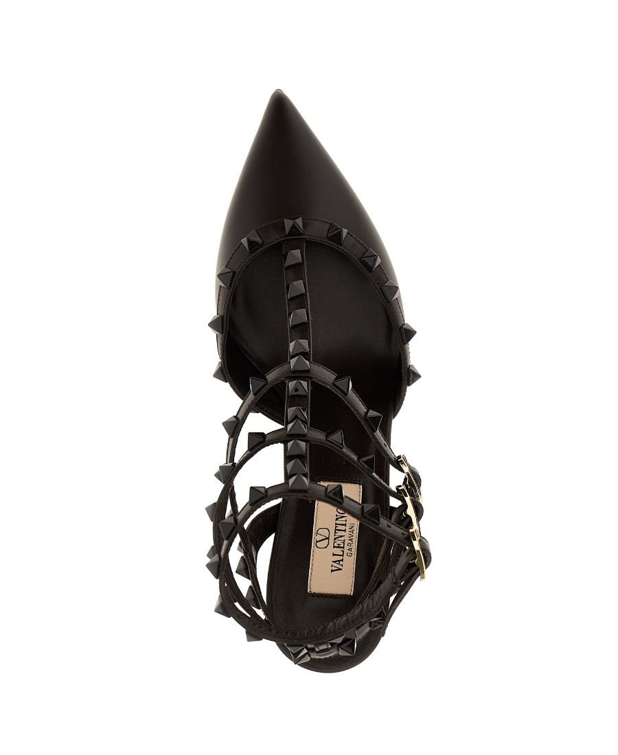 Valentino Garavani Patent Rockstud Pumps With Matching Straps And Studs 65 Mm Woman Black 41.5 In Brown