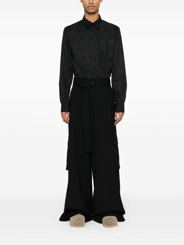 Dries Van Noten Navy-blue Wool Tris Pants In Black