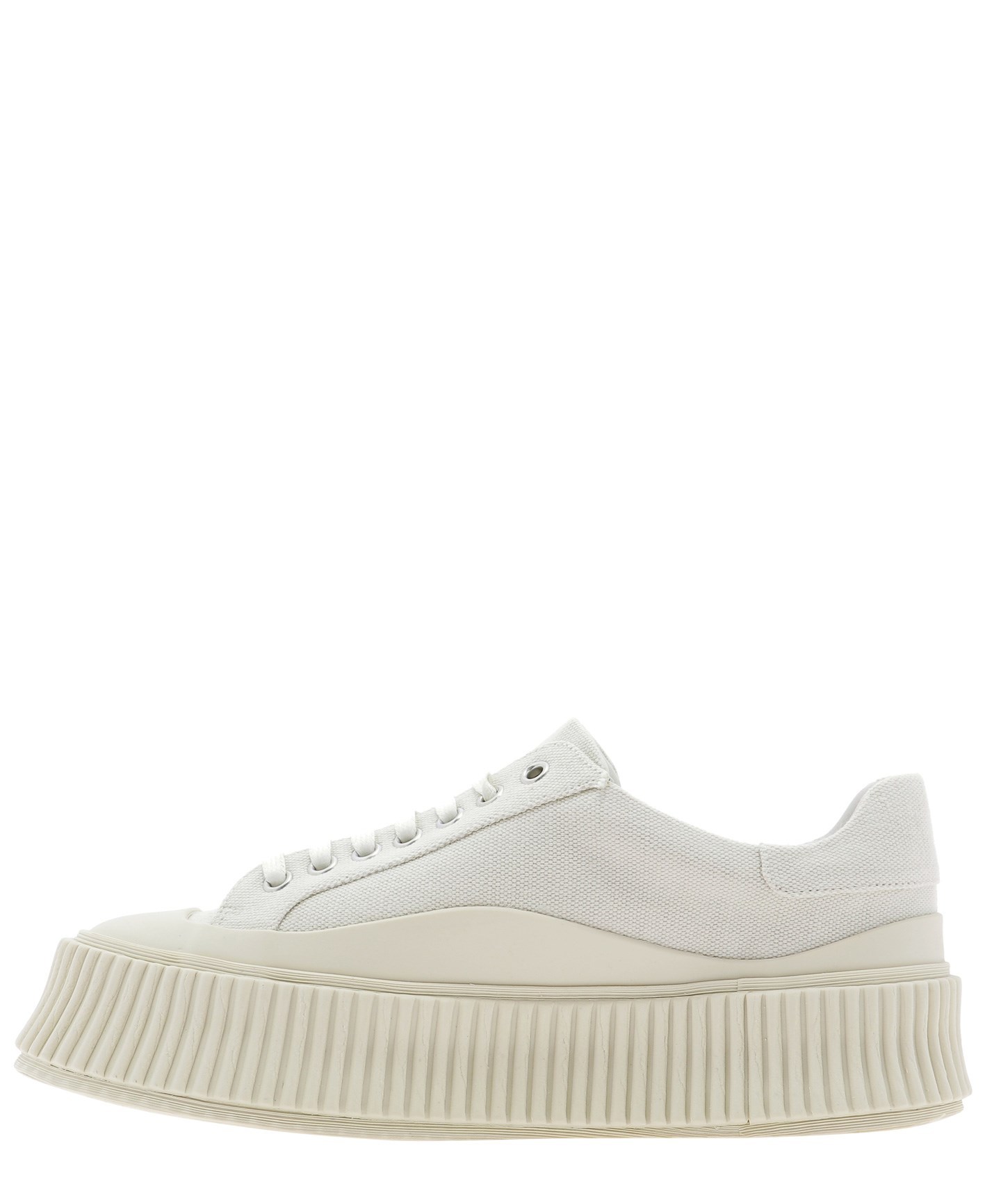 Jil Sander Leather Flatform Sneakers In White
