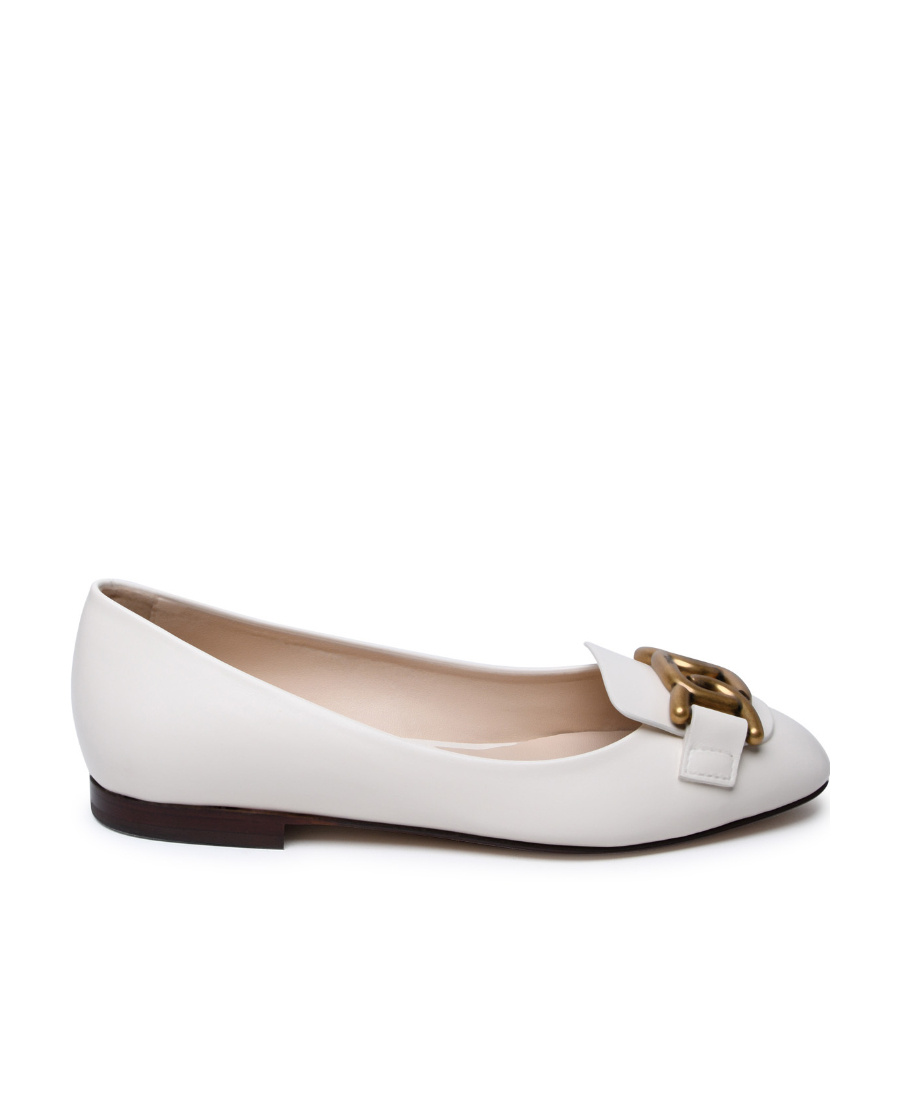 Tod's Leather Ballerina With Accessory In White