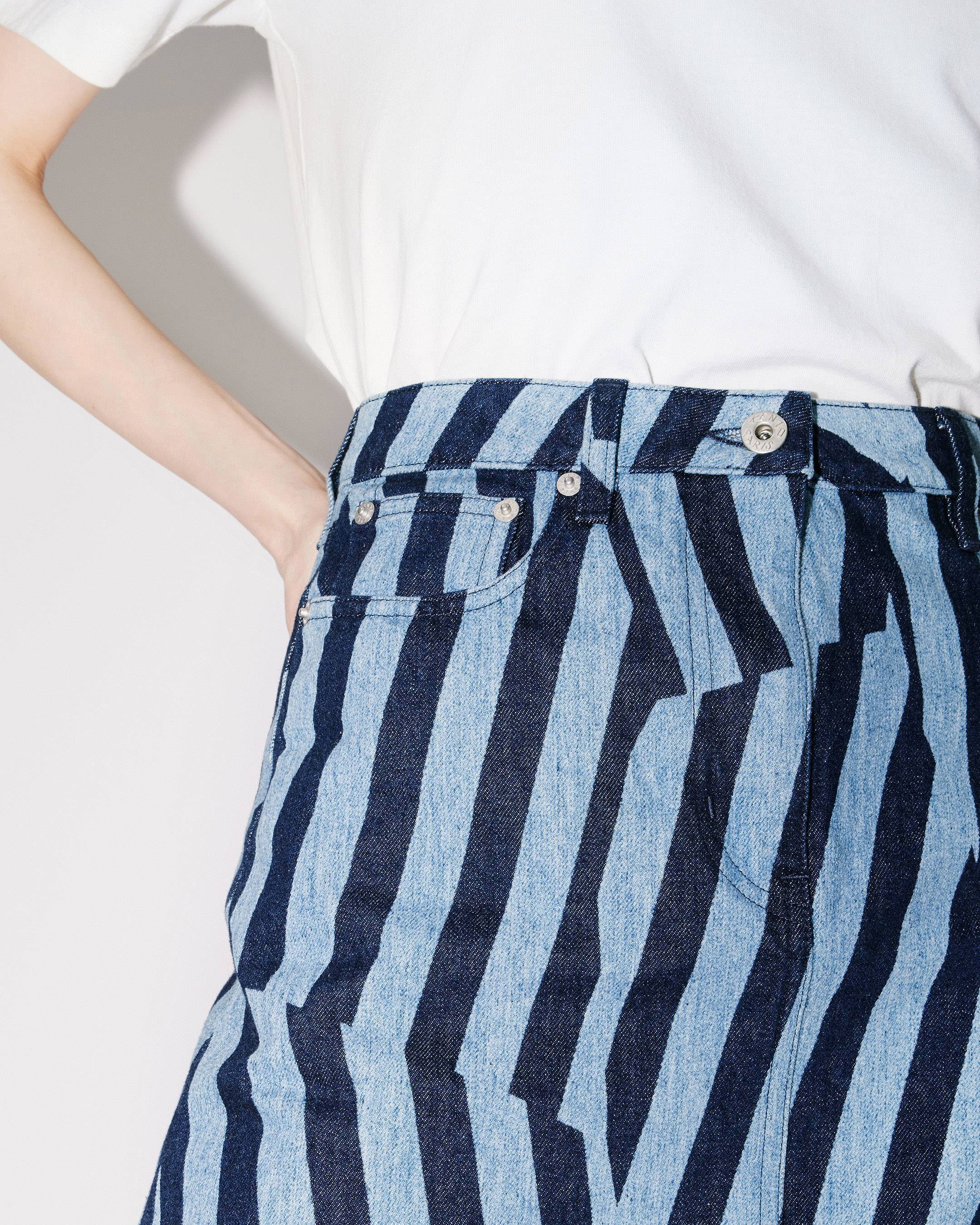 Kenzo Striped Denim Skirt Featuring Pockets In Blue