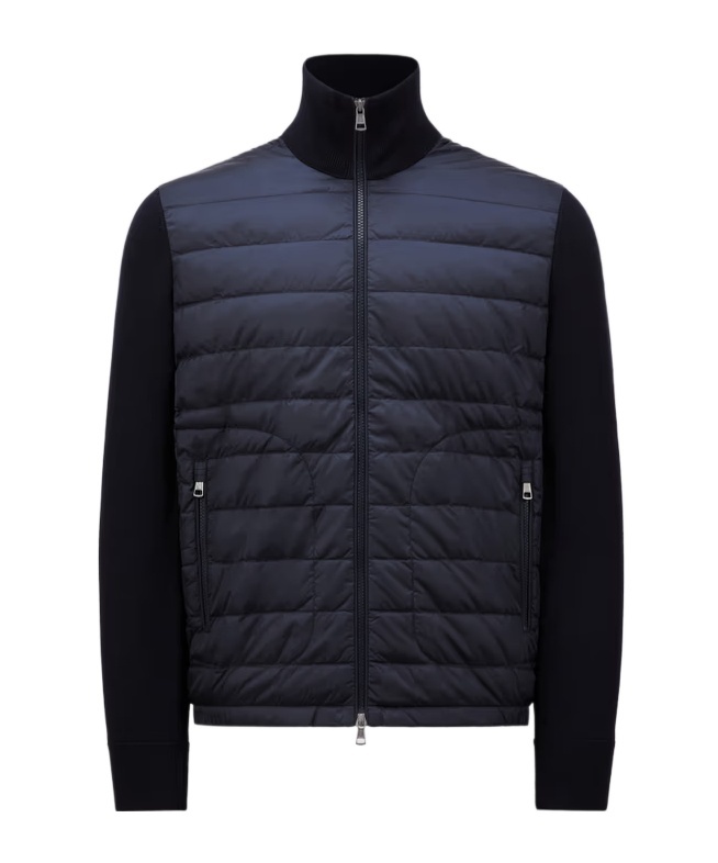 Moncler Nylon And Wool Padded Jacket In Blue