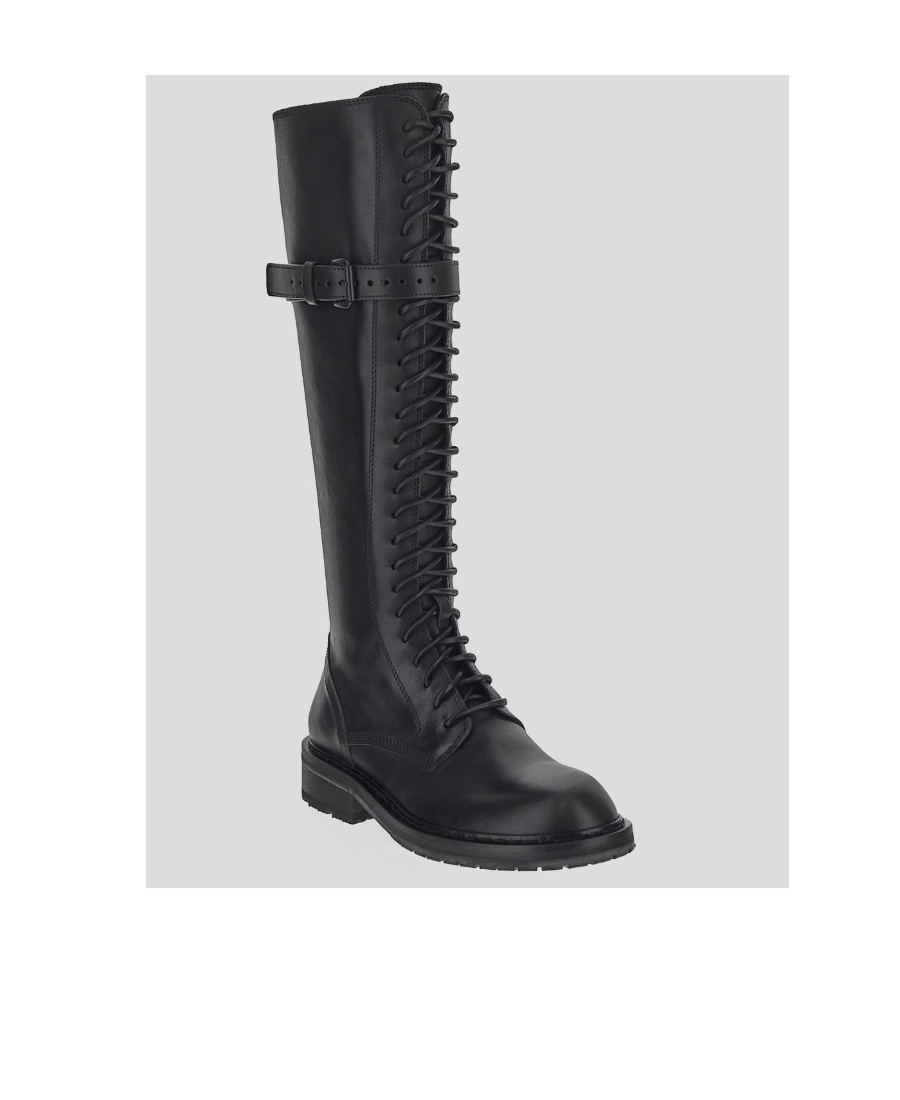 Ann Demeulemeester Logo Lacing Boots In Black