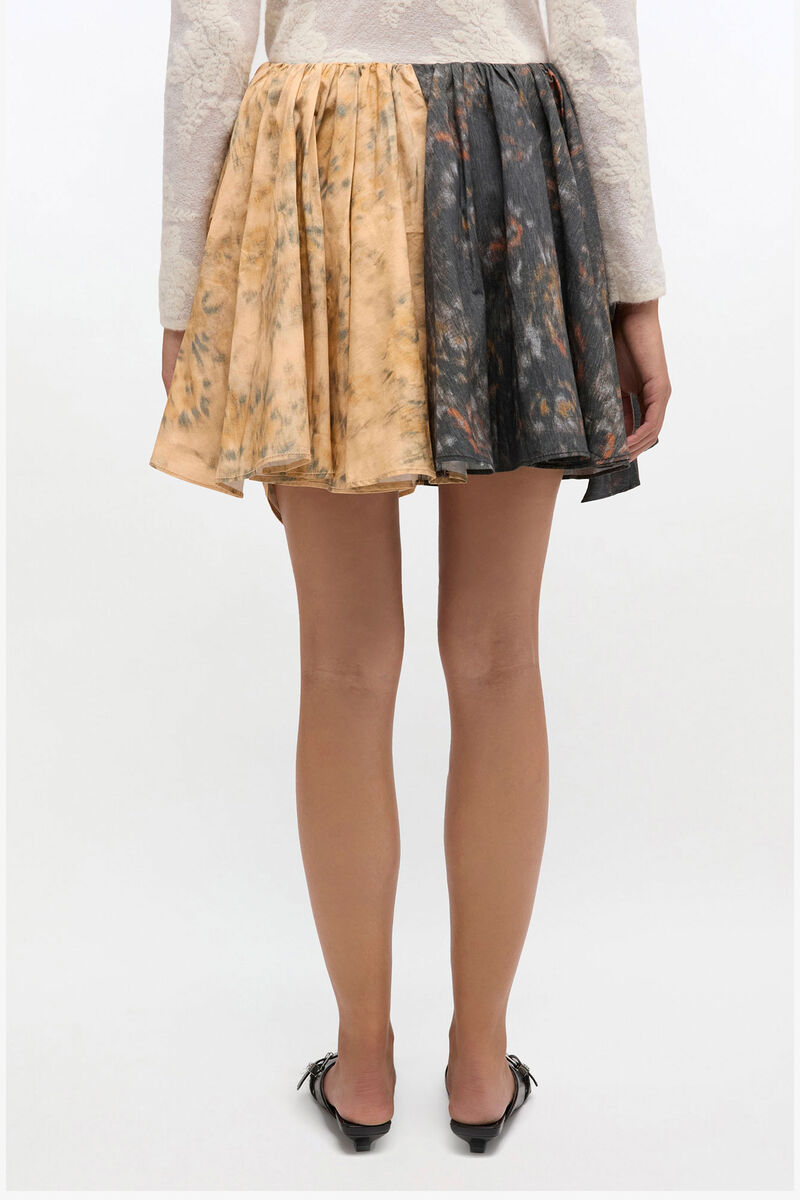 Ganni Black And Beige Drapey Skirt In Black