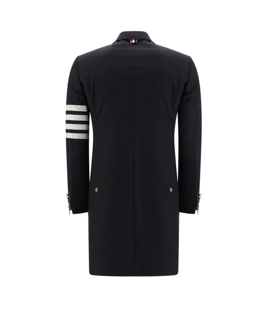 THOM BROWNE 4-BAR PLAIN WEAVE SUITING OVERCOAT