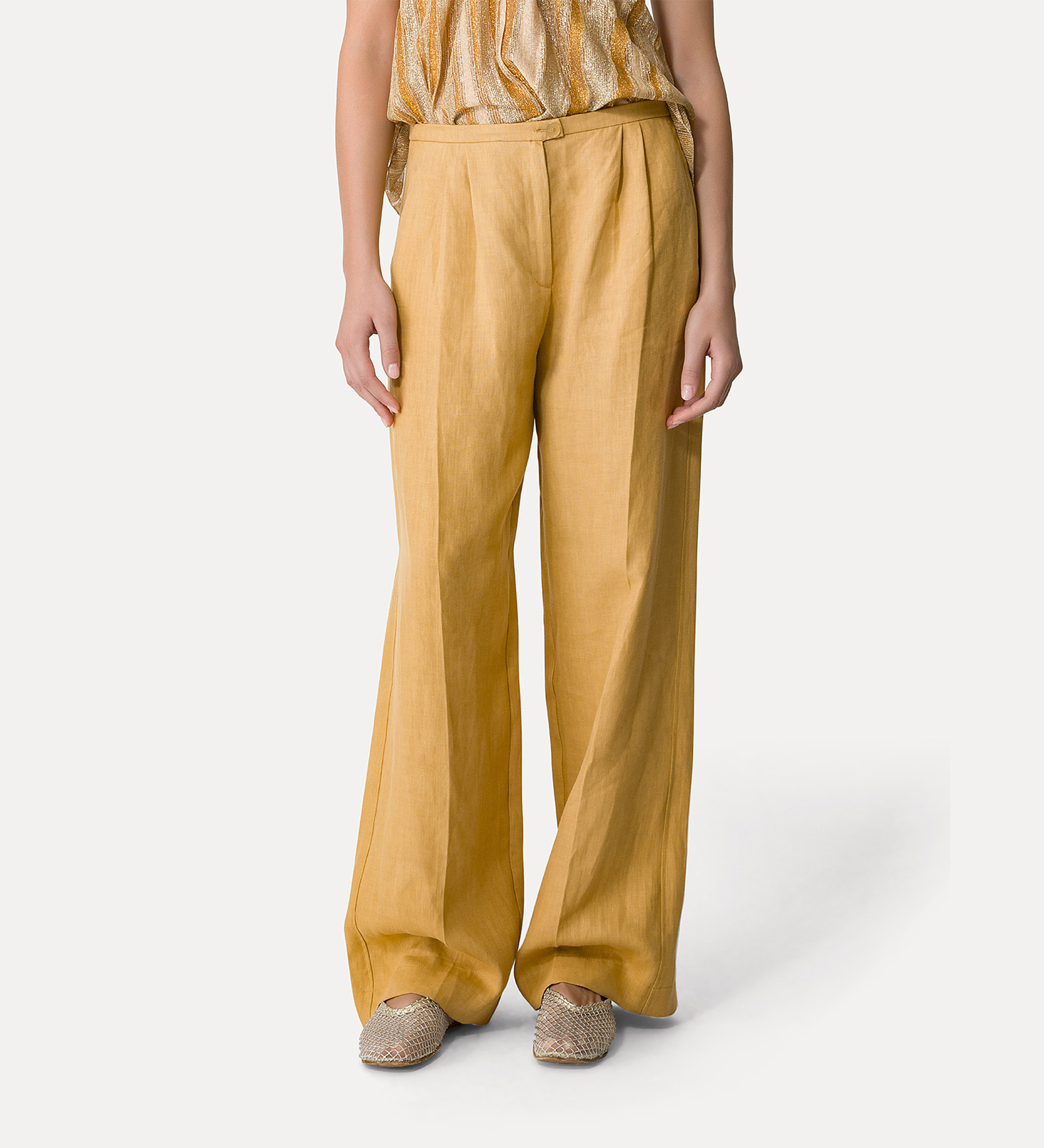FORTE FORTE LINEN TROUSERS WITH PLEATS