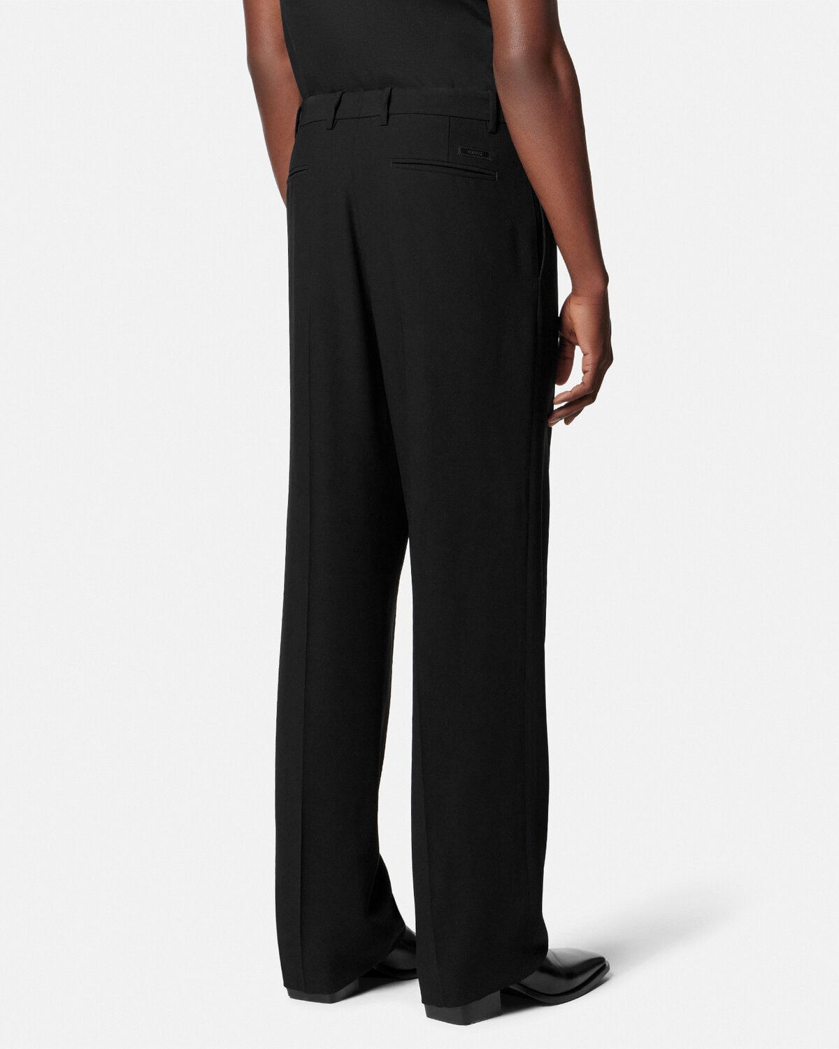 Versace Belted Tailored Trousers In Black