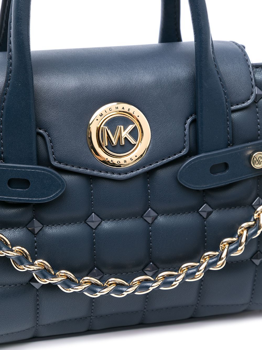 Shop Michael Kors Carmen Extra-small Quilted Satchel Bag In Black