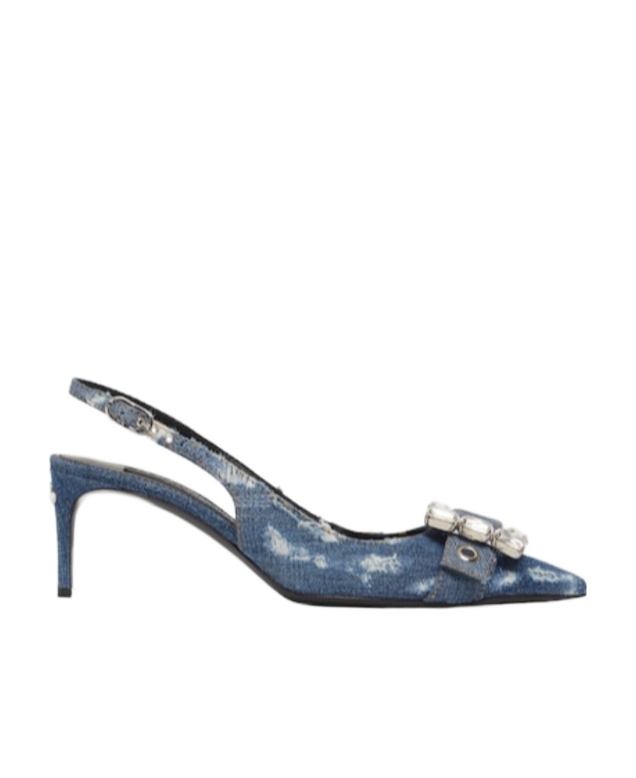 Shop Dolce & Gabbana Denim Stitched High Heels