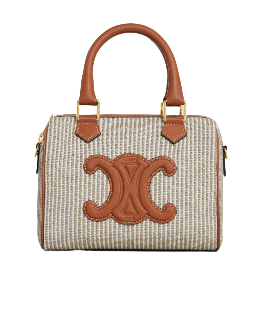 Celine Boston Cuir Triomphe Small Shoulder Bag In Nude