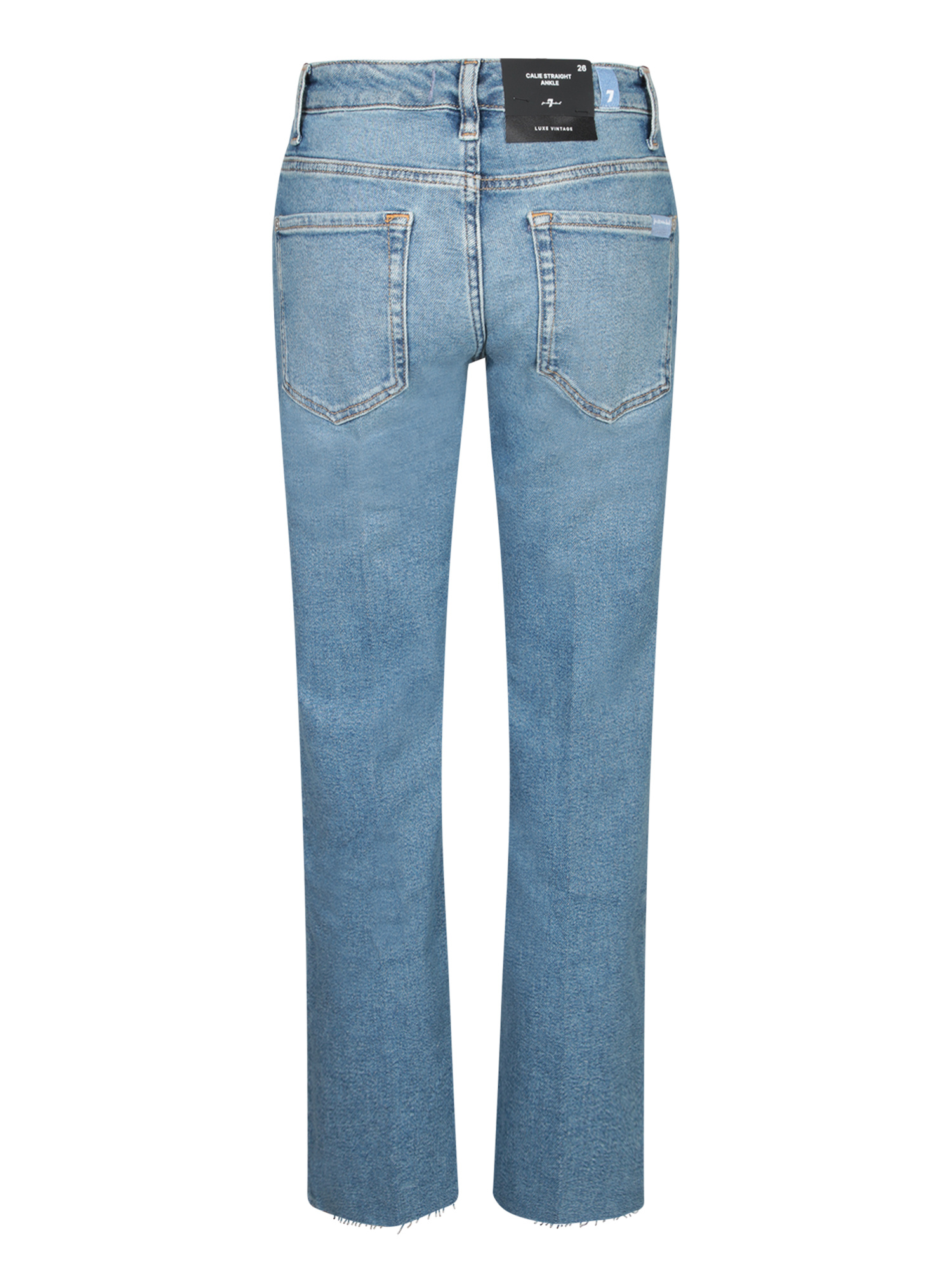 7 For All Mankind Mid-rise Jeans With A Straight Cut To The Ankle In Blue