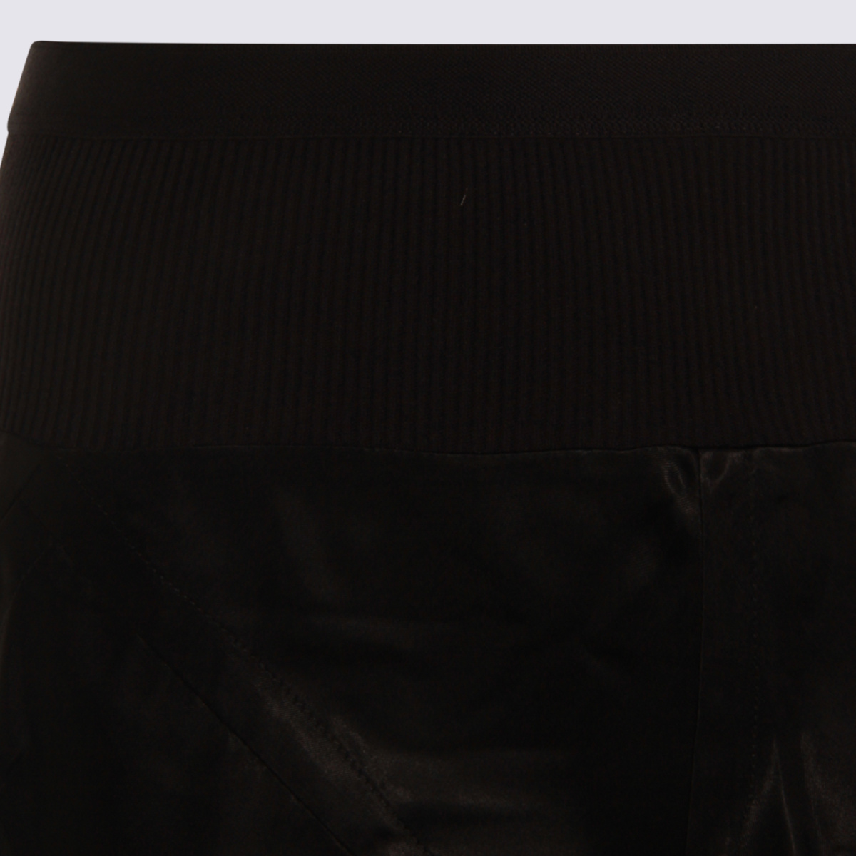 Rick Owens High Waist Wide Leg Trousers With Satin Finish In Black