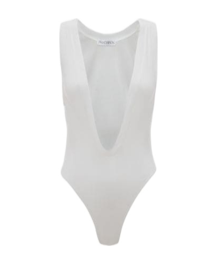 Jw Anderson Low Scoop-neck Bodysuit In White