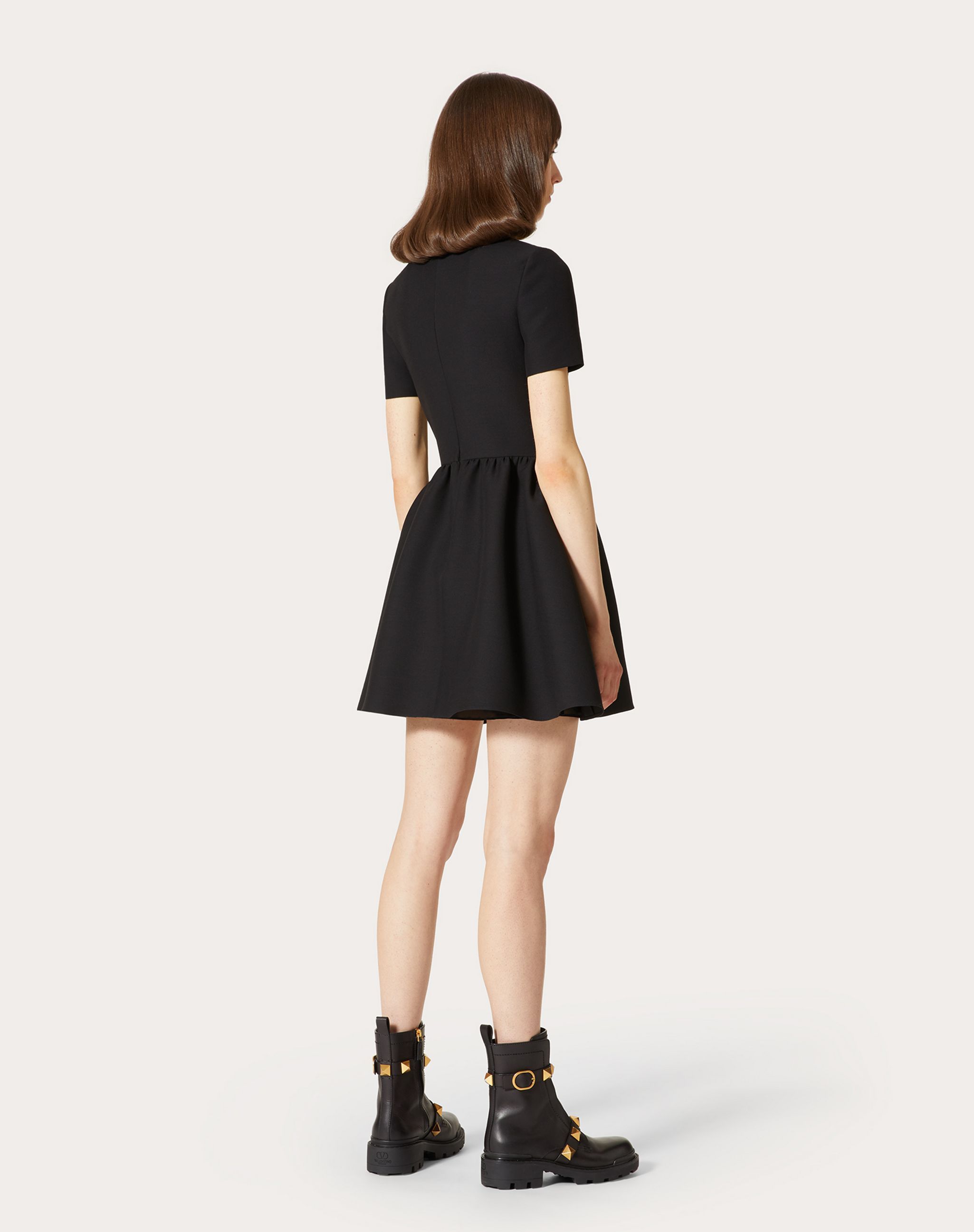 Valentino Wool And Silk-blend Crepe Mini Dress In Black