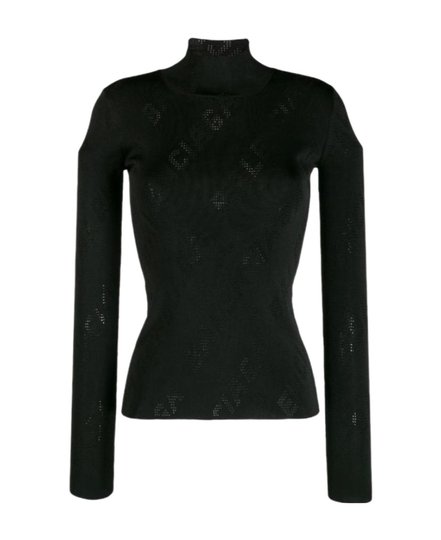 Balenciaga Long-sleeve Turtleneck Top In Black