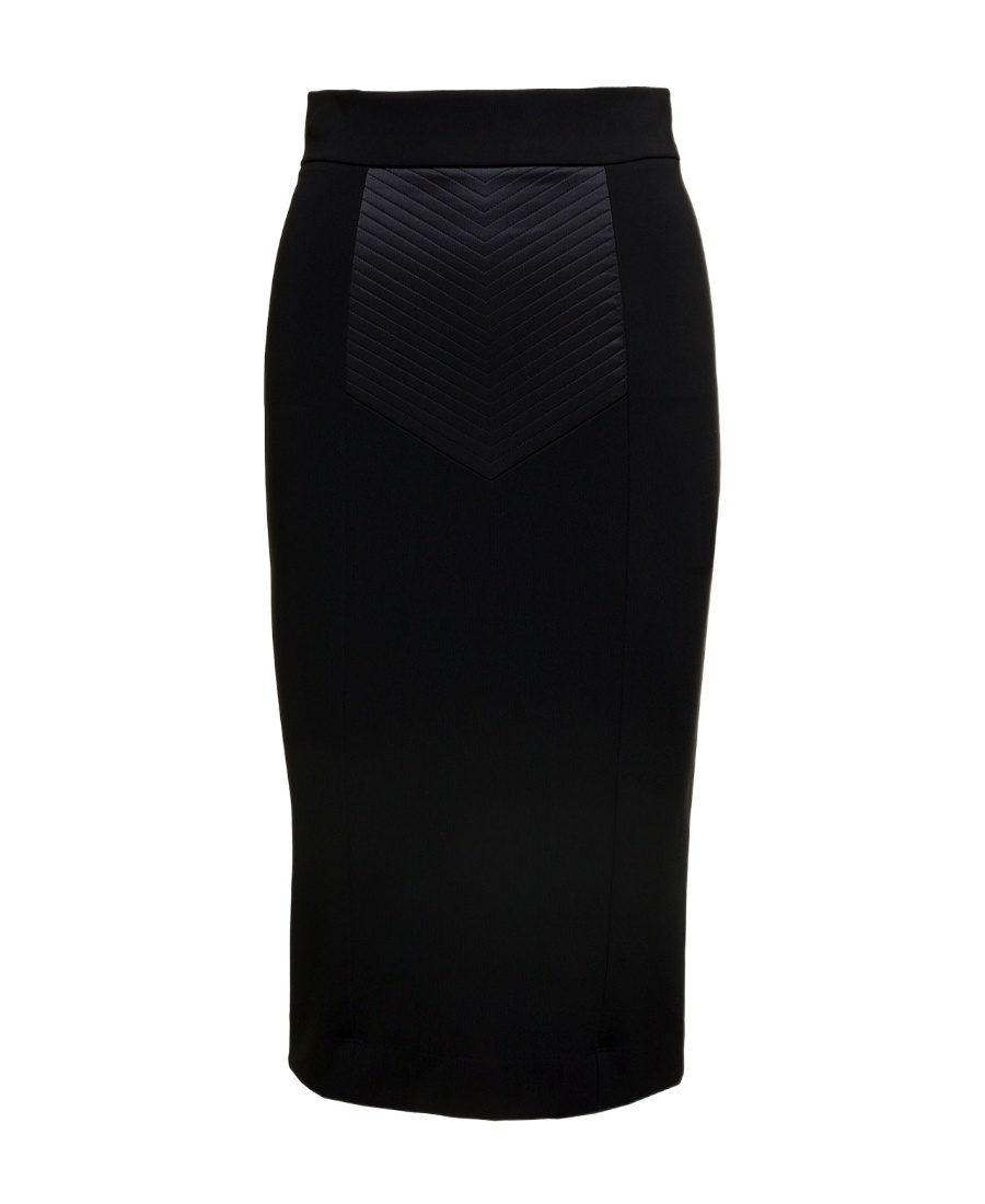 Dolce & Gabbana Midi Skirt In Powernet And Satin In Black