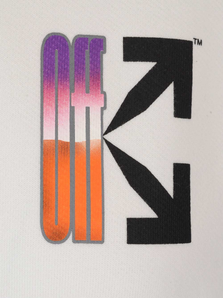 Off-white Arrow Logo Cotton Hoodie In White