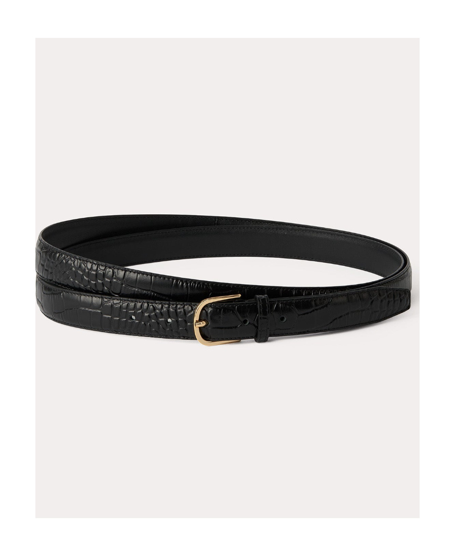 Totême Crocodile-effect Wrap Leather Belt In Black