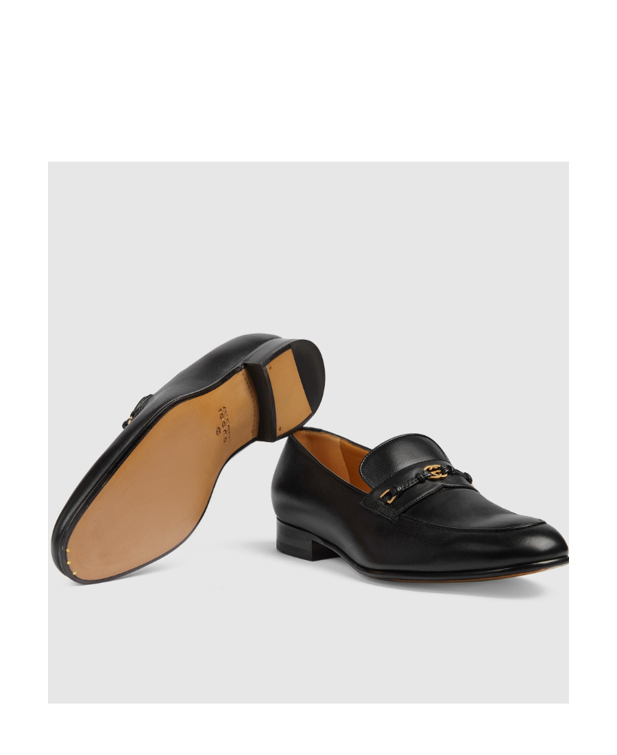 Gucci Interlocking G Leather Loafers In Black