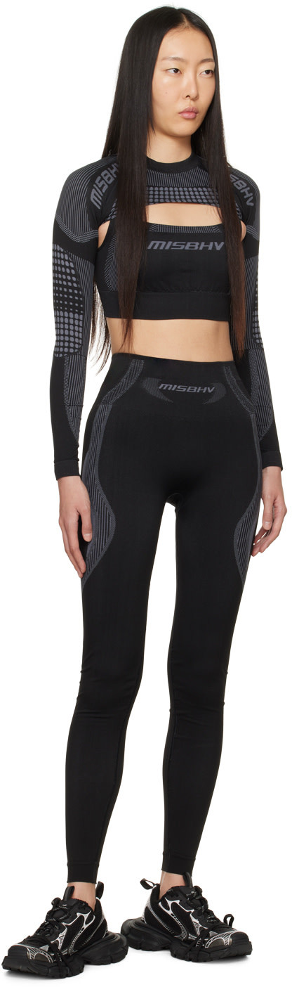 Misbhv Black Jacquard Leggings In Black