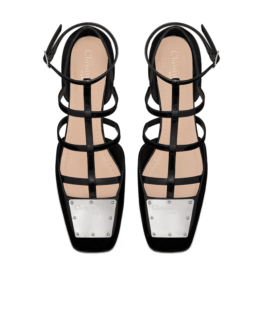 Dior Hollow-out Shoes With Square Head And Low Heels In Black