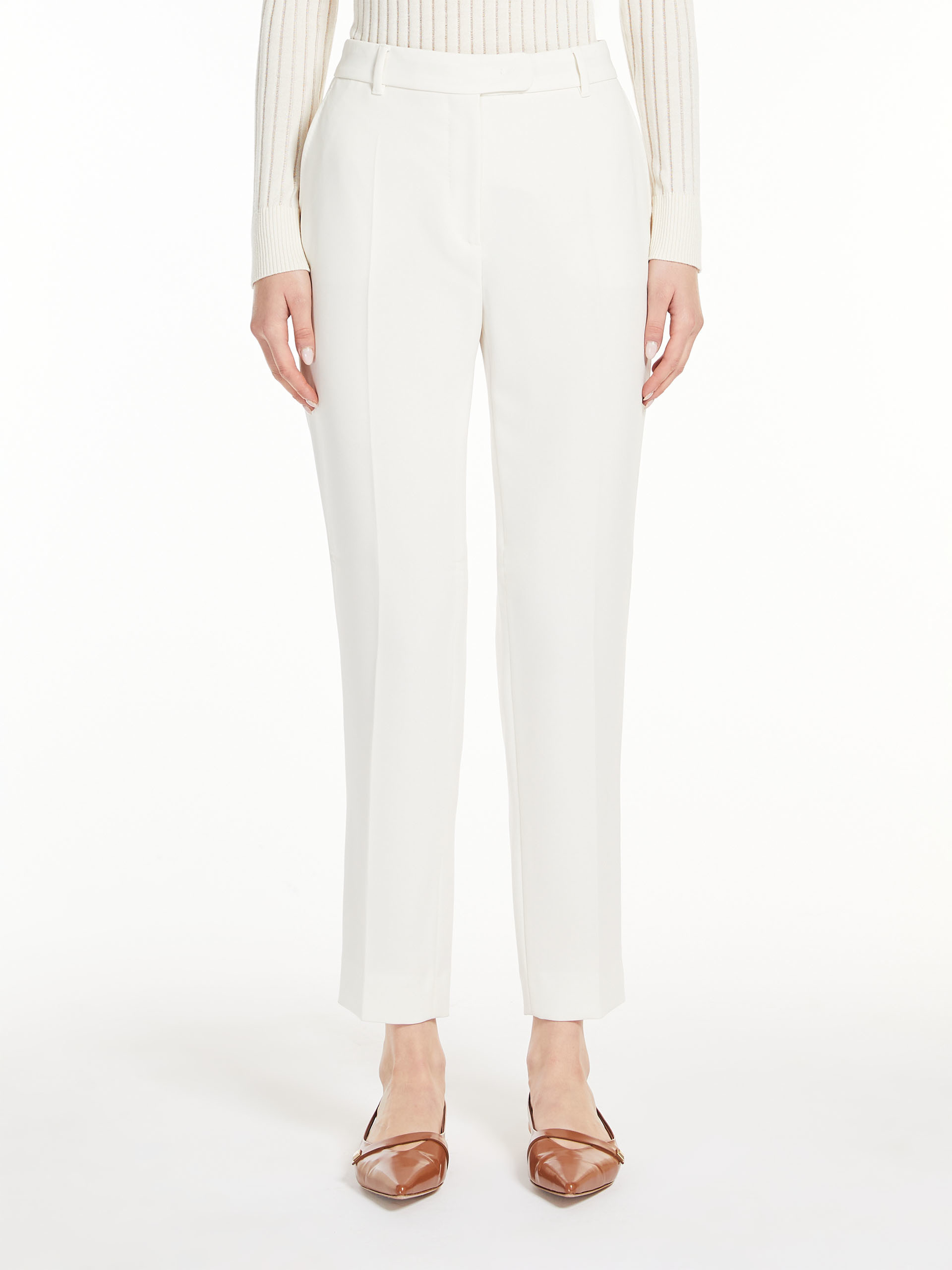 Max Mara Belt Loop Casual Pants In White