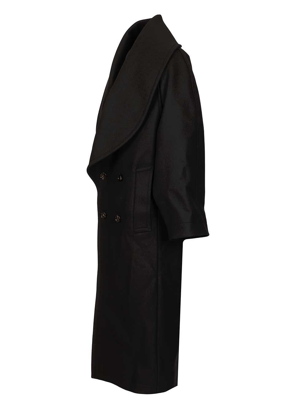 Bottega Veneta Double-breasted Coat Coats Black In Black