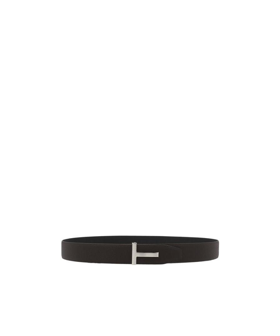 Tom Ford Men Logo Reversible Belt In Black