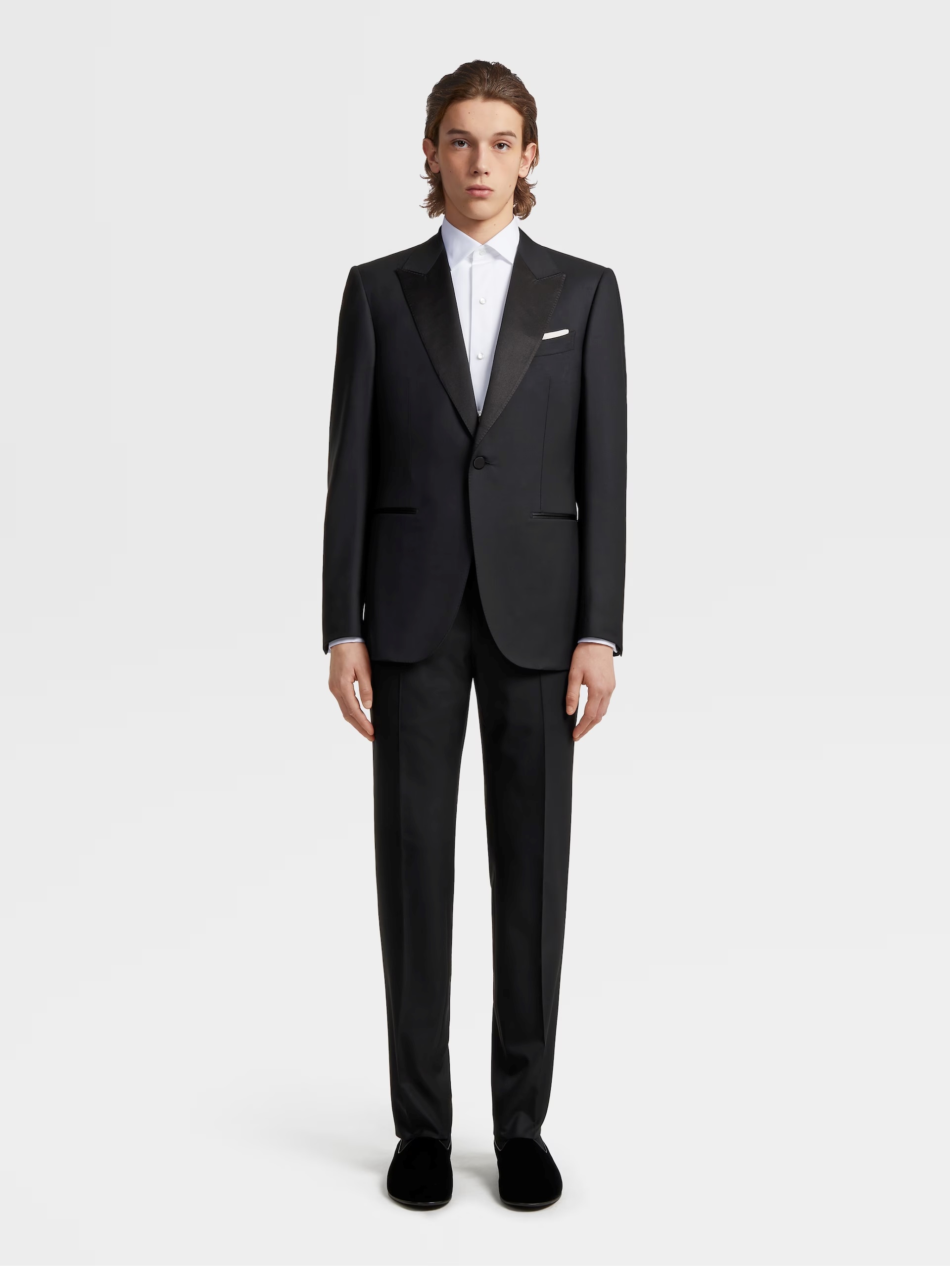 Zegna Long-sleeved Lapel Shirt In White