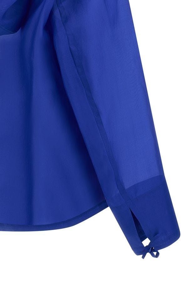 Ferragamo Long-sleeved Hooded Shirt In Blue