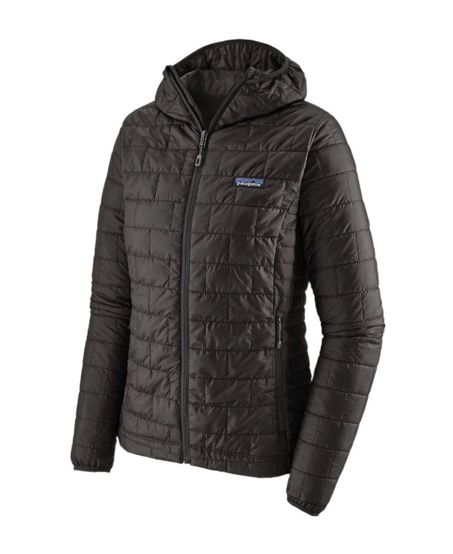 Patagonia Quilted High Collar Jacket With Side Zip Pockets In Black