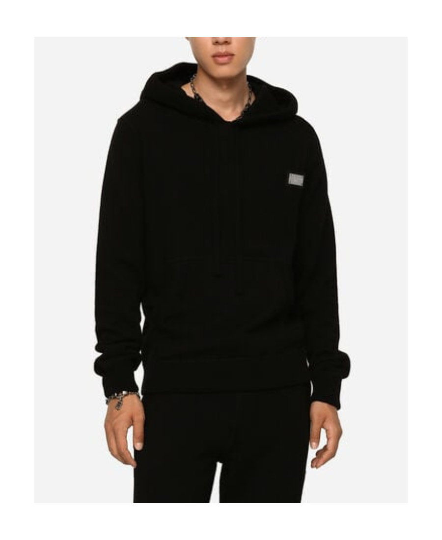Dolce & Gabbana Wool-cashmere-blend Essentials Hoodie In Black