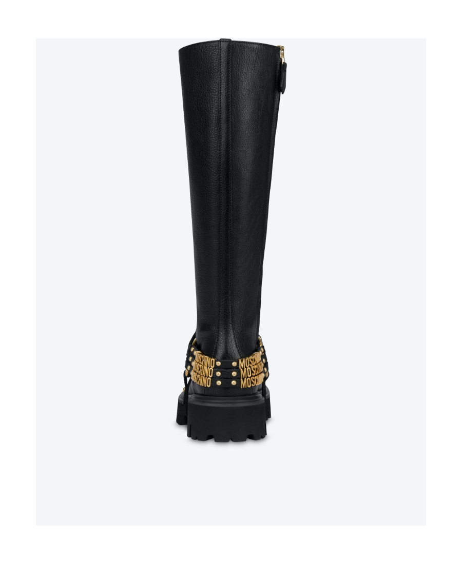 Moschino Lace-up Boots In Black