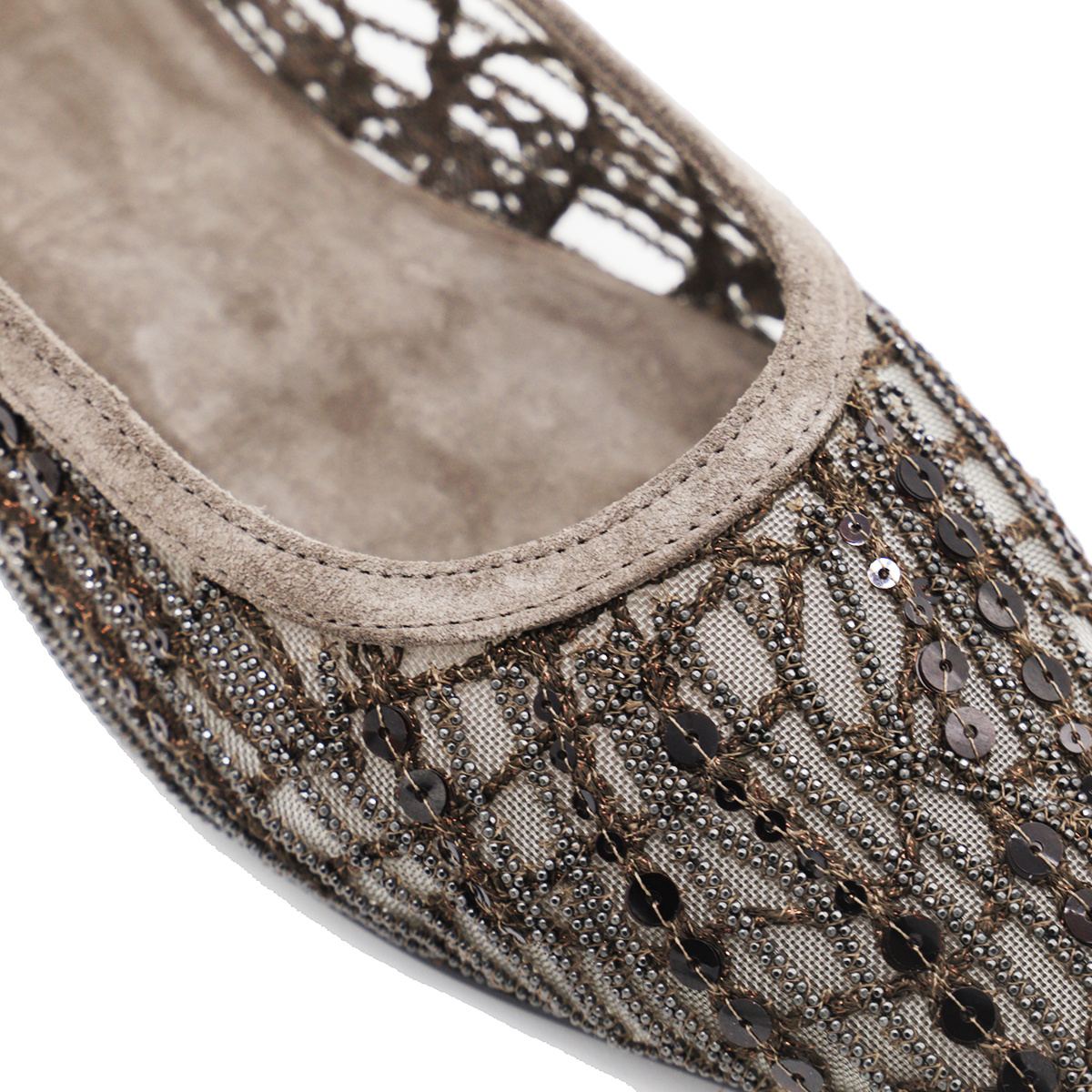 Brunello Cucinelli Women Sandal With Sparkling Abstract Embroidery In Suede In Multicolor