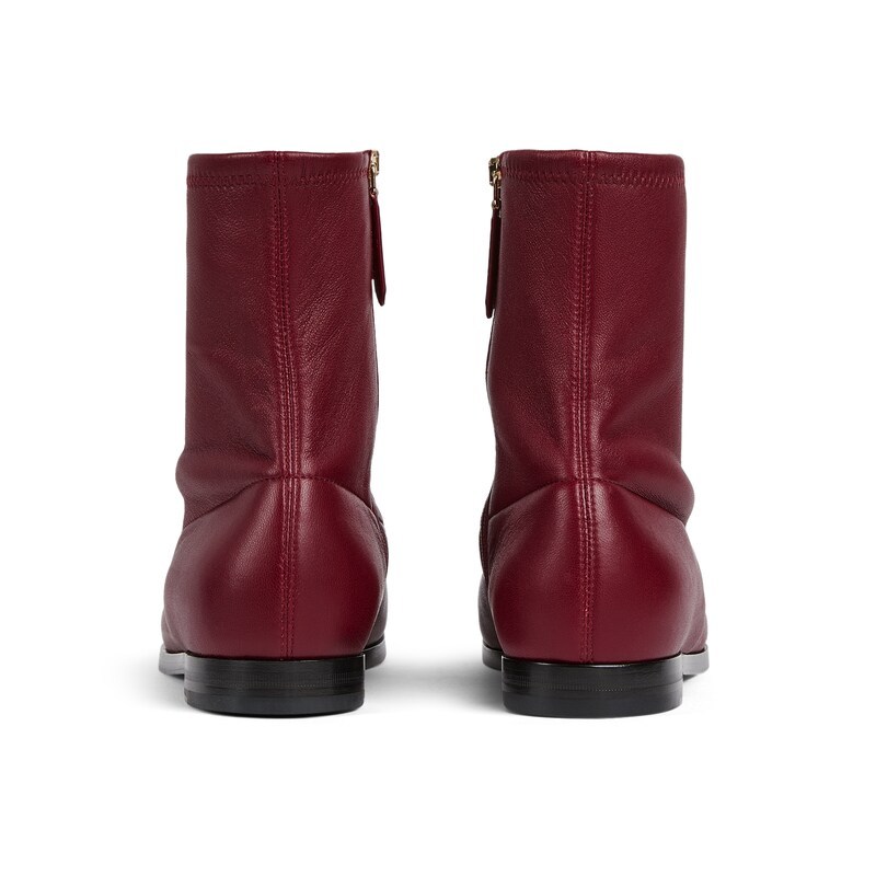 Gucci Rosso Ancora Leather Jordaan Ankle Boots Women In Burgundy