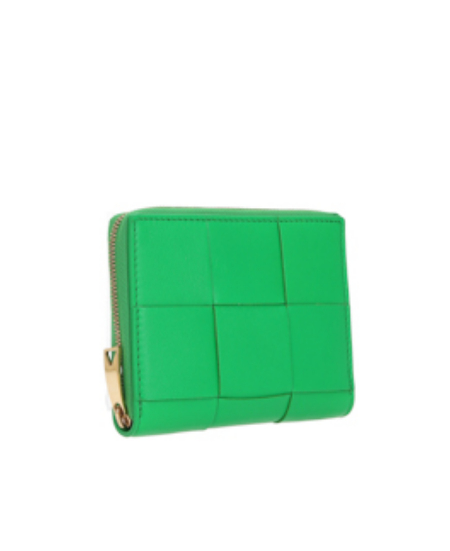 Bottega Veneta Intrecciato All Around-zip Wallet In Green