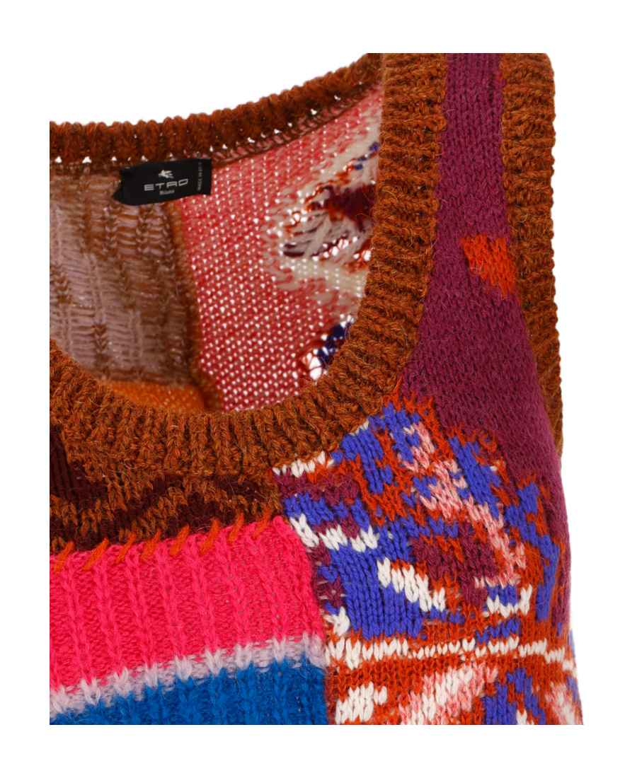 Etro Artisan Patchwork Sleeveless Knit Maxi Dress In Brown