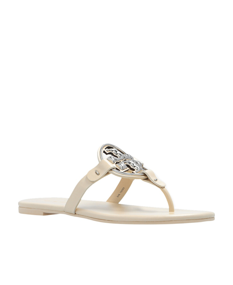 Tory Burch Miller Logo-plaque Sandals In Nude