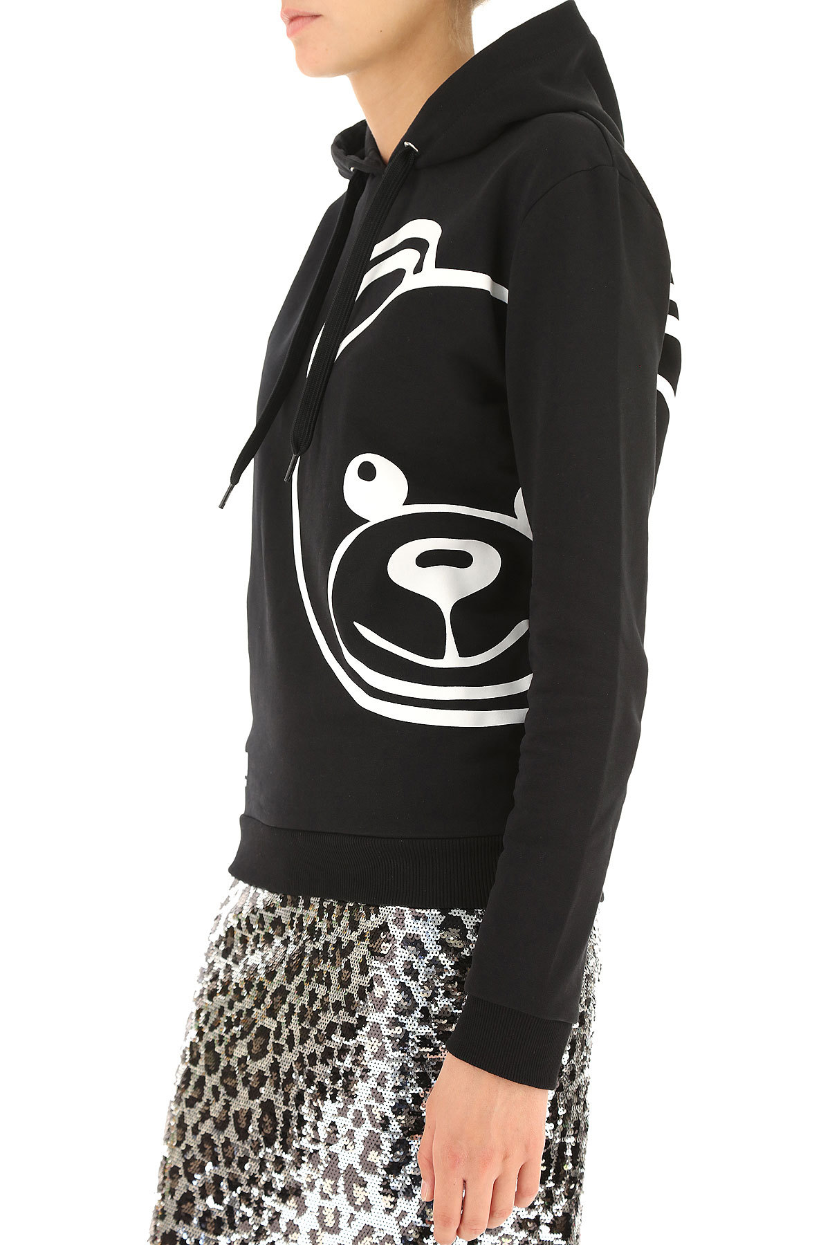 Moschino Printed Hooded Sweater In Black
