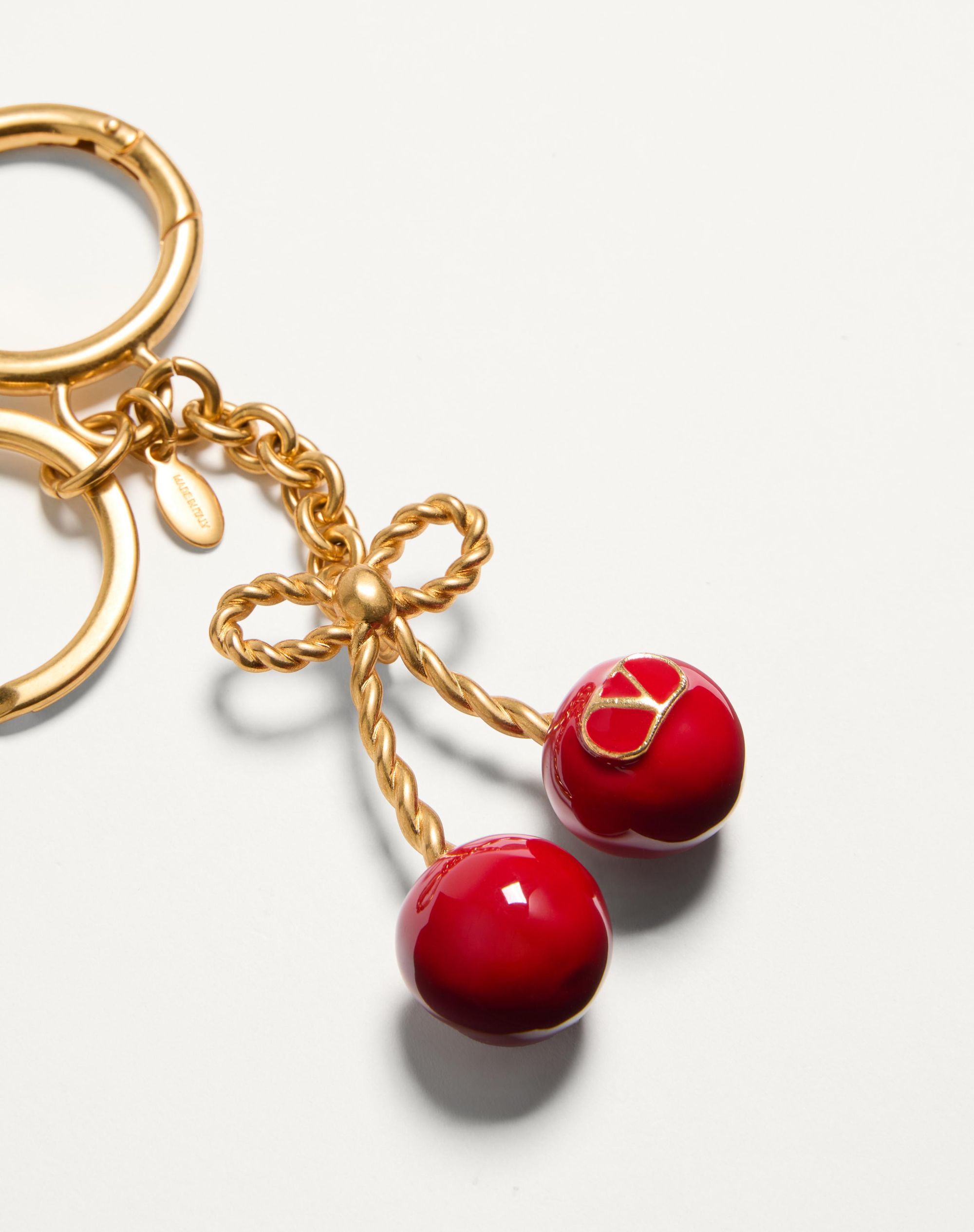 Valentino "cherryfic" Keychain Bag Charm In Gold