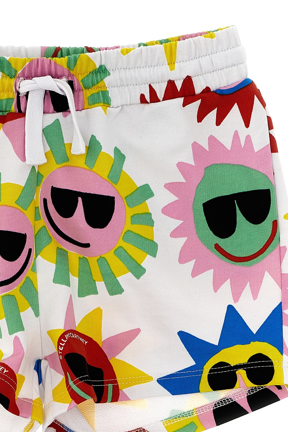 Stella Mccartney Kids Sun-printed Drawstring Track Shorts In White
