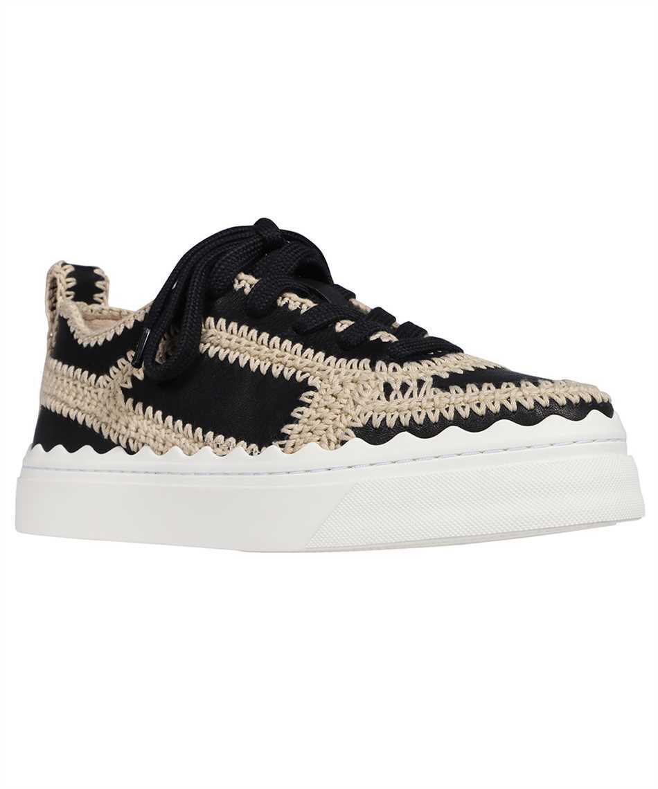 CHLOÉ CROCHET-TRIM LOW-TOP LEATHER SNEAKERS