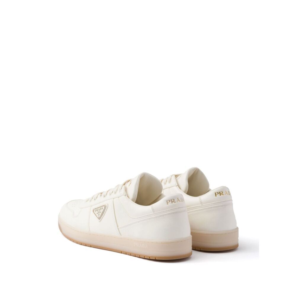 Prada Ivory Leather Lace-up Sneakers In Nude