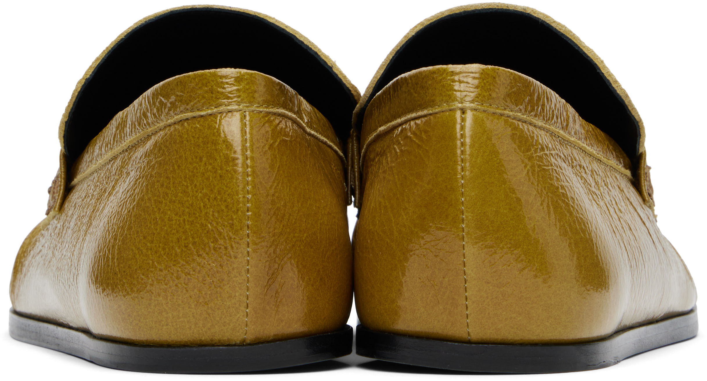 Jil Sander Yellow Patent Leather Loafers In Yellow-green