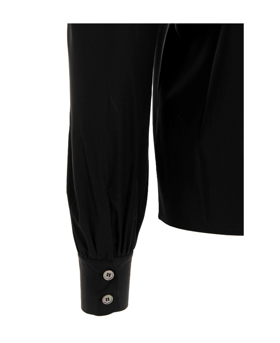 Alessandra Rich Ruffle Collar Cotton Shirt In Black