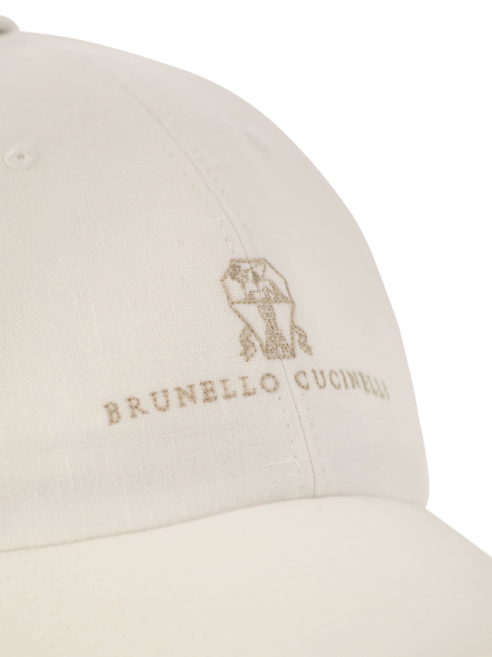 Brunello Cucinelli Water-resistant Microfibre Embroidered Baseball Cap In White