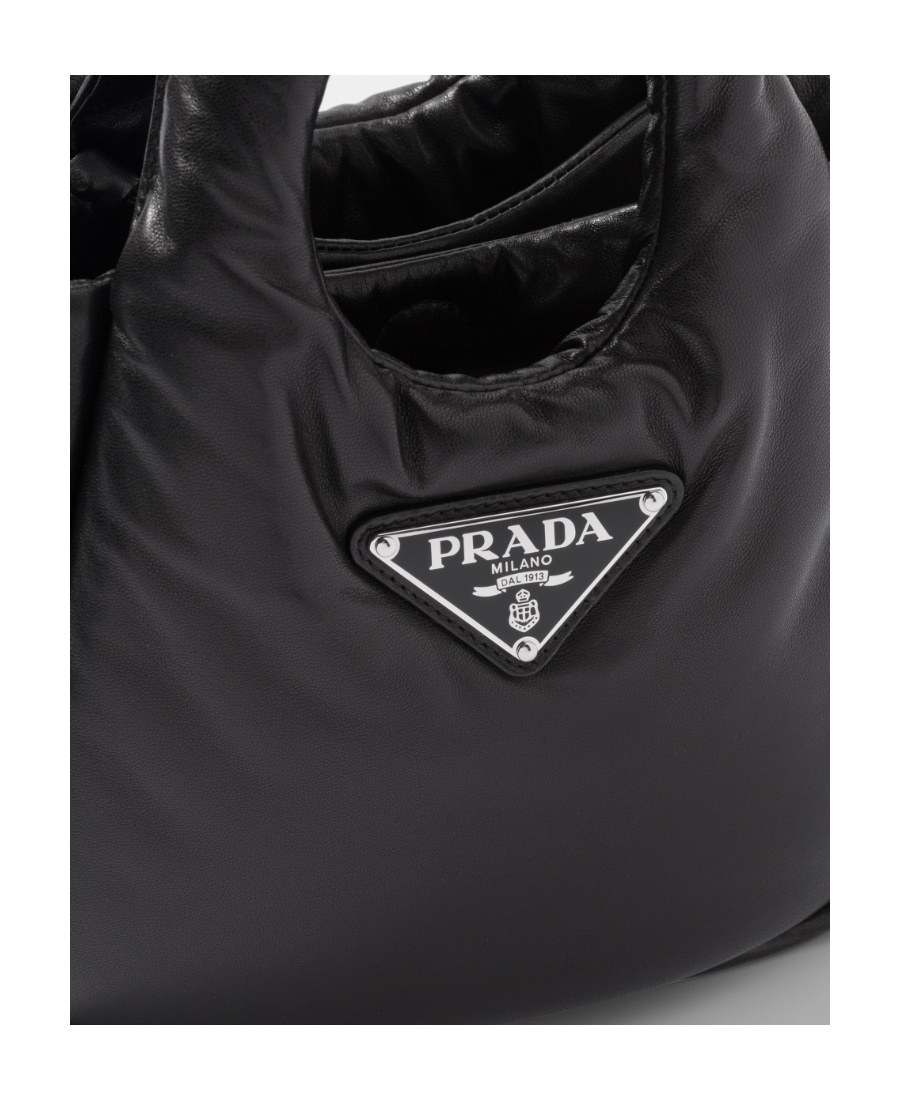 Prada Mini Padded Nappa-leather Soft Handbag In Black