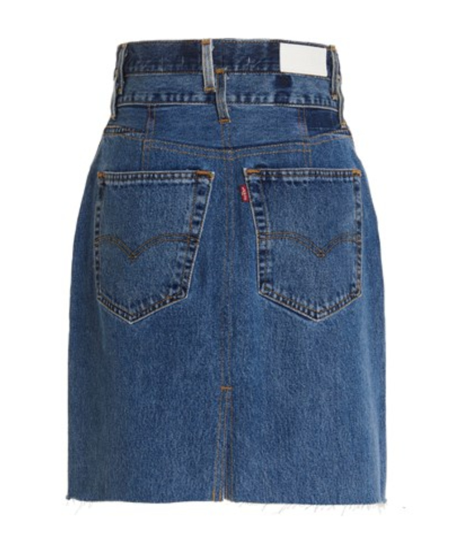 Re/done Double Waisted Pencil Re Done X Levis Skirt In Blue